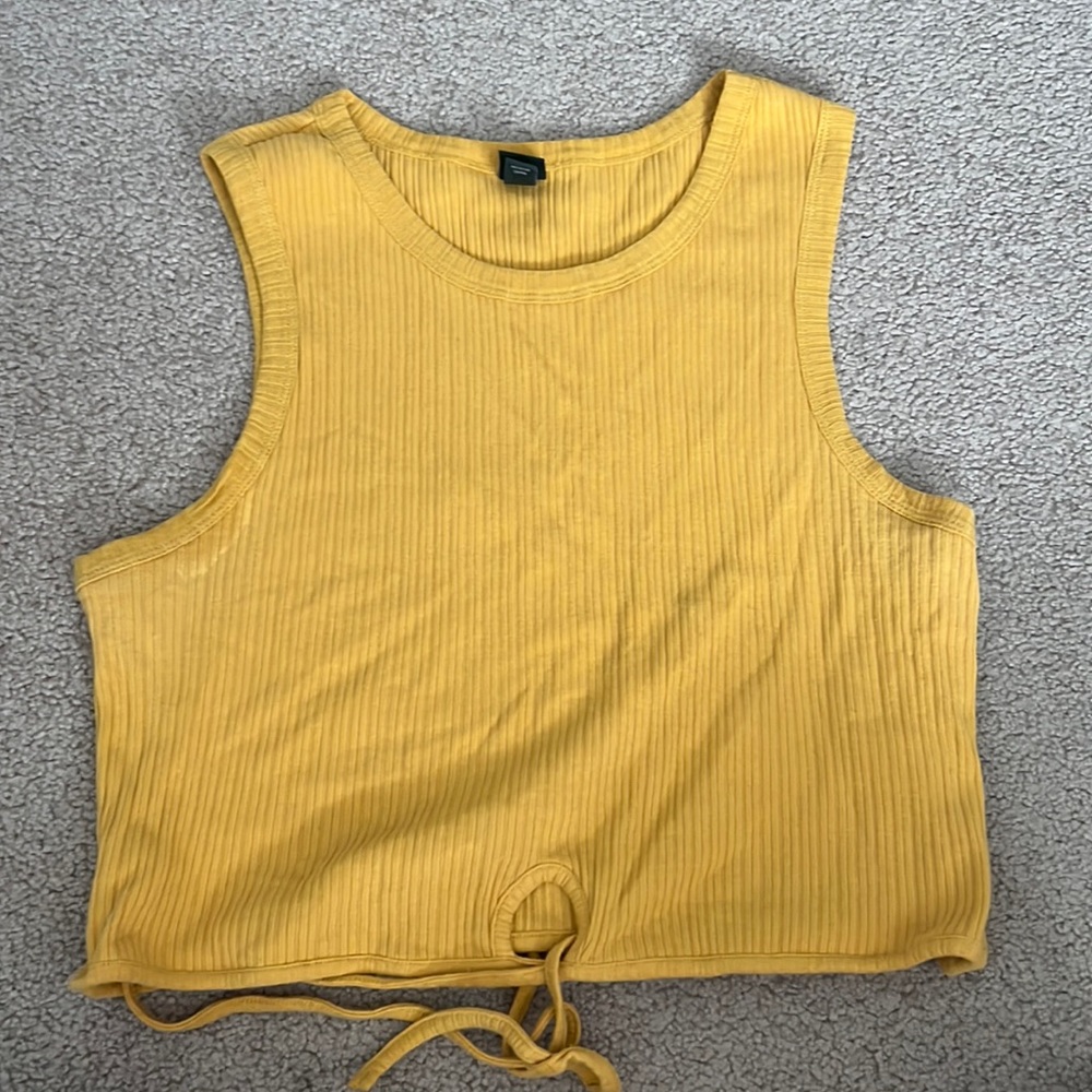 Wild fable yellow cropped tank top with front tie